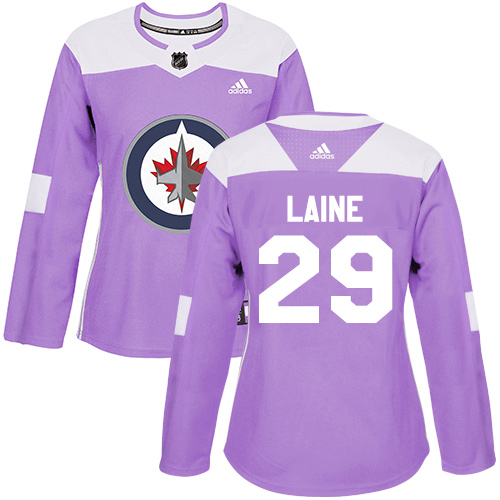 Adidas Jets #29 Patrik Laine Purple Authentic Fights Cancer Women's Stitched NHL Jersey